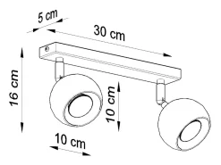 Luminárias de teto Rayis moderno, aço - 2 fontes de luz 4000K - L.30 x H.16 cm - branco