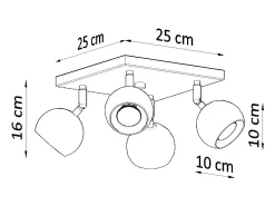 Luminárias de teto Rayis moderno, aço - 4 fontes de luz 4000K - L.25 x H.16 cm - branco