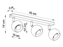Luminárias de teto Rayis moderno, aço - 3 fontes de luz 4000K - L.45 x H.16 cm - branco