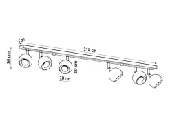 Luminárias de teto Rayis moderno, aço - 6 fontes de luz 3000K - L.118 x H.16 cm - branco