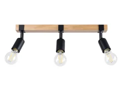 Luminárias de teto Shad moderno, aço/madeira - 3 fontes de luz 4000K - L.53 x H.14 cm - Madeira preta