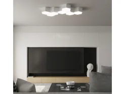 Luminárias de teto Solinia moderno, PVC - 2 fontes de luz 3000K - L.30.5 x H.13.5 cm - branco