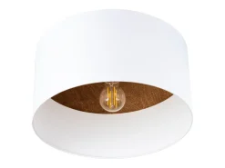 Luminárias de teto Straylon escandinavo, tecido/madeira/aço - 1 fontes de luz 4000K - L.35 x H.20 cm - branco/marrom escuro