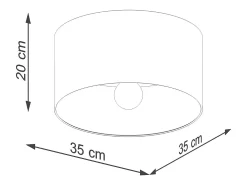 Luminárias de teto Straylon escandinavo, tecido/madeira/aço - 1 fontes de luz 4000K - L.35 x H.20 cm - branco/marrom escuro