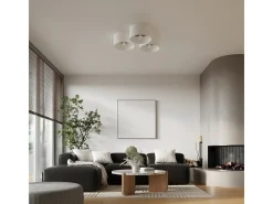 Luminárias de teto Straylon escandinavo, tecido/madeira/aço - 1 fontes de luz 4000K - L.35 x H.20 cm - branco/marrom escuro