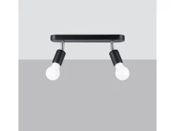 Luminárias de teto Synfex minimalista, aço - 2 fontes de luz 3000K - L.33 x H.13.5 cm - preto