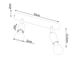 Luminárias de teto Synfex minimalista, aço - 2 fontes de luz 3000K - L.33 x H.13.5 cm - preto