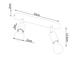 Luminárias de teto Synfex minimalista, aço - 2 fontes de luz 3000K - L.33 x H.13.5 cm - preto