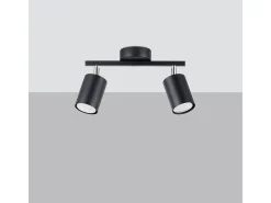 Luminárias de teto Torim minimalista, aço - 2 fontes de luz 3000K - L.26 x H.20 cm - preto