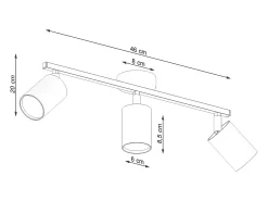 Luminárias de teto Torim minimalista, aço - 3 fontes de luz 3000K - L.46 x H.20 cm - branco