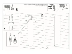 Luminárias de teto Toris moderno, aço - 1 fontes de luz 3000K - L.6 x H.30 cm - branco