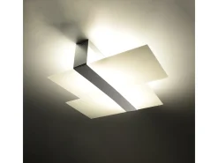Luminárias de teto Verre moderno, aço/vidro - 2 fontes de luz 4000K - L.65 x H.11 cm - cromo/branco