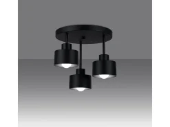 Luminárias de teto Zavros moderno, aço - 3 fontes de luz 4000K - L.32 x H.29 cm - preto