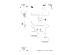 Luminárias de teto Zavros moderno, aço - 3 fontes de luz 4000K - L.32 x H.29 cm - preto