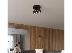 Luminárias de teto Zavros moderno, aço - 3 fontes de luz 4000K - L.32 x H.29 cm - preto