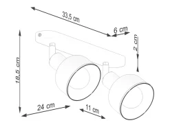 Luminárias de teto Zenda sótão, aço - 2 fontes de luz 3000K - L.47 x H.18.5 cm - branco