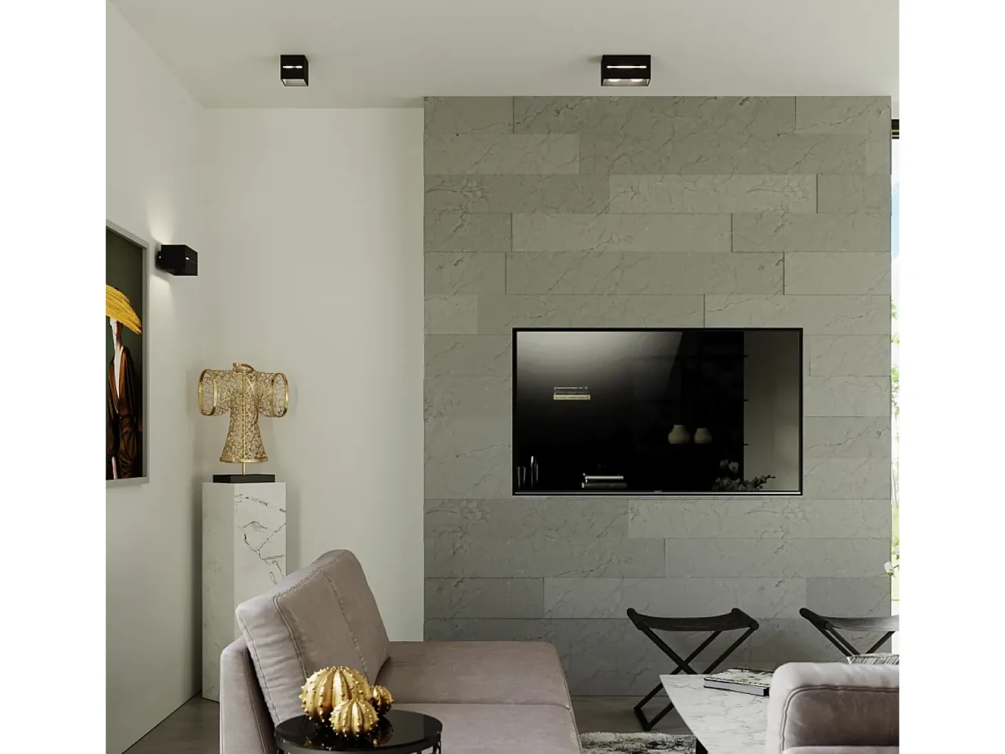 Luminárias de teto Zorbo moderno, alumínio - 1 fontes de luz 3000K - L.10 x H.10 cm - preto