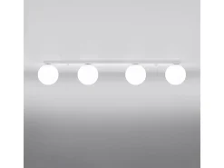 Luminárias de teto Zynfi moderno, aço/vidro - 4 fontes de luz 4000K - L.88 x H.14.5 cm - branco