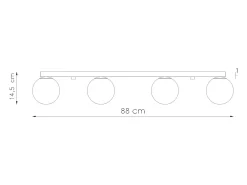 Luminárias de teto Zynfi moderno, aço/vidro - 4 fontes de luz 4000K - L.88 x H.14.5 cm - branco