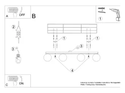 Luminárias de teto Zynfi moderno, aço/vidro - 4 fontes de luz 4000K - L.88 x H.14.5 cm - branco