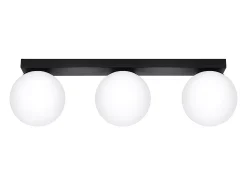 Luminárias de teto Zynfi moderno, aço/vidro - 3 fontes de luz 4000K - L.50 x H.14.5 cm - preto