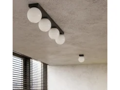 Luminárias de teto Zynfi moderno, aço/vidro - 3 fontes de luz 4000K - L.50 x H.14.5 cm - preto