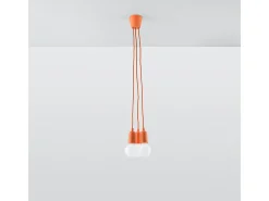Luminárias pendentes Astis moderno, PVC - 3 fontes de luz 3000K - L.15 x H.90 cm - laranja