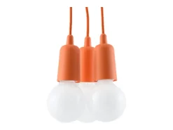 Luminárias pendentes Astis moderno, PVC - 3 fontes de luz 3000K - L.15 x H.90 cm - laranja