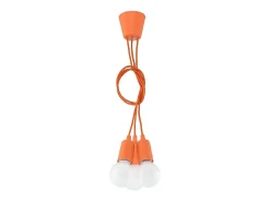Luminárias pendentes Astis moderno, PVC - 3 fontes de luz 3000K - L.15 x H.90 cm - laranja