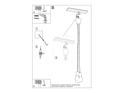 Luminárias pendentes Astis moderno, PVC - 3 fontes de luz 3000K - L.15 x H.90 cm - laranja
