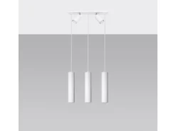 Luminárias pendentes Briix moderno, aço - 5 fontes de luz 3000K - L.45 x H.100 cm - branco