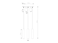 Luminárias pendentes Briix moderno, aço - 5 fontes de luz 3000K - L.45 x H.100 cm - branco