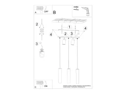 Luminárias pendentes Briix moderno, aço - 5 fontes de luz 3000K - L.45 x H.100 cm - branco