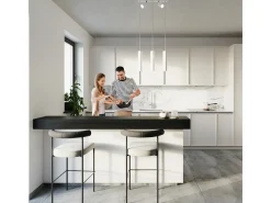 Luminárias pendentes Briix moderno, aço - 5 fontes de luz 3000K - L.45 x H.100 cm - branco