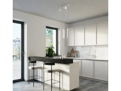 Luminárias pendentes Briix moderno, aço - 5 fontes de luz 3000K - L.45 x H.100 cm - branco