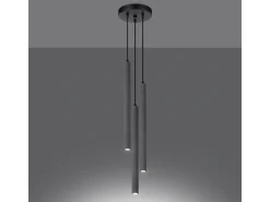 Luminárias pendentes Brill moderno, concreto - 3 fontes de luz 4000K - L.19.5 x H.115 cm - cinza