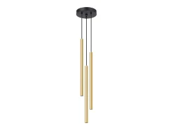 Luminárias pendentes Brill moderno, aço - 3 fontes de luz 3000K - L.20 x H.90 cm - brilho dourado