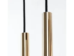 Luminárias pendentes Brill moderno, aço - 3 fontes de luz 3000K - L.20 x H.90 cm - brilho dourado