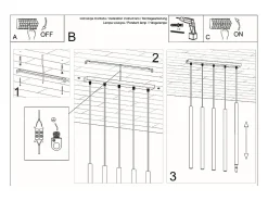 Luminárias pendentes Brill moderno, aço - 5 fontes de luz 4000K - L.45 x H.90 cm - preto