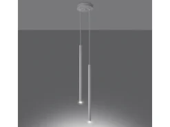 Luminárias pendentes Brill moderno, aço - 2 fontes de luz 4000K - L.15 x H.118 cm - branco