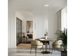 Luminárias pendentes Brill moderno, aço - 2 fontes de luz 4000K - L.15 x H.118 cm - branco
