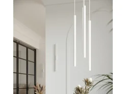 Luminárias pendentes Brill moderno, aço - 2 fontes de luz 4000K - L.15 x H.118 cm - branco