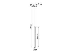 Luminárias pendentes Brill moderno, aço - 1 fontes de luz 3000K - L.8 x H.100 cm - branco