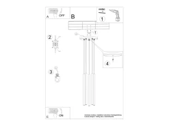 Luminárias pendentes Brill moderno, aço - 5 fontes de luz 3000K - L.25 x H.110 cm - dourado