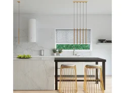 Luminárias pendentes Brill moderno, aço - 5 fontes de luz 3000K - L.25 x H.110 cm - dourado