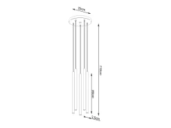 Luminárias pendentes Brill moderno, aço - 5 fontes de luz 3000K - L.25 x H.110 cm - branco