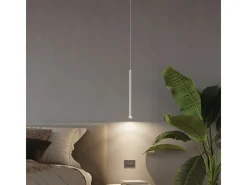 Luminárias pendentes Brill moderno, aço - 5 fontes de luz 3000K - L.25 x H.110 cm - branco