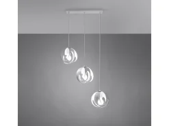 Luminárias pendentes Brive moderno, aço - 3 fontes de luz 4000K - L.50 x H.117 cm - branco