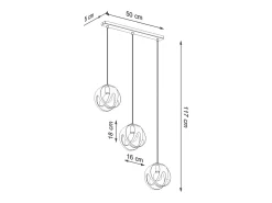 Luminárias pendentes Brive moderno, aço - 3 fontes de luz 4000K - L.50 x H.117 cm - branco