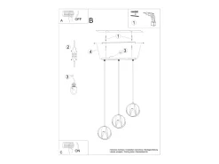 Luminárias pendentes Brive moderno, aço - 3 fontes de luz 4000K - L.50 x H.117 cm - branco